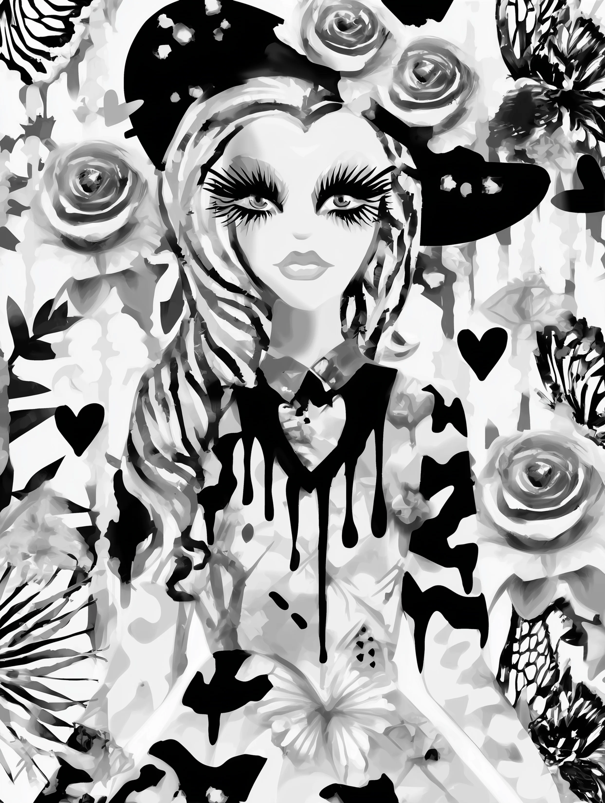 Free printable witch coloring page for adults featuring a witch outfit with dripping trim